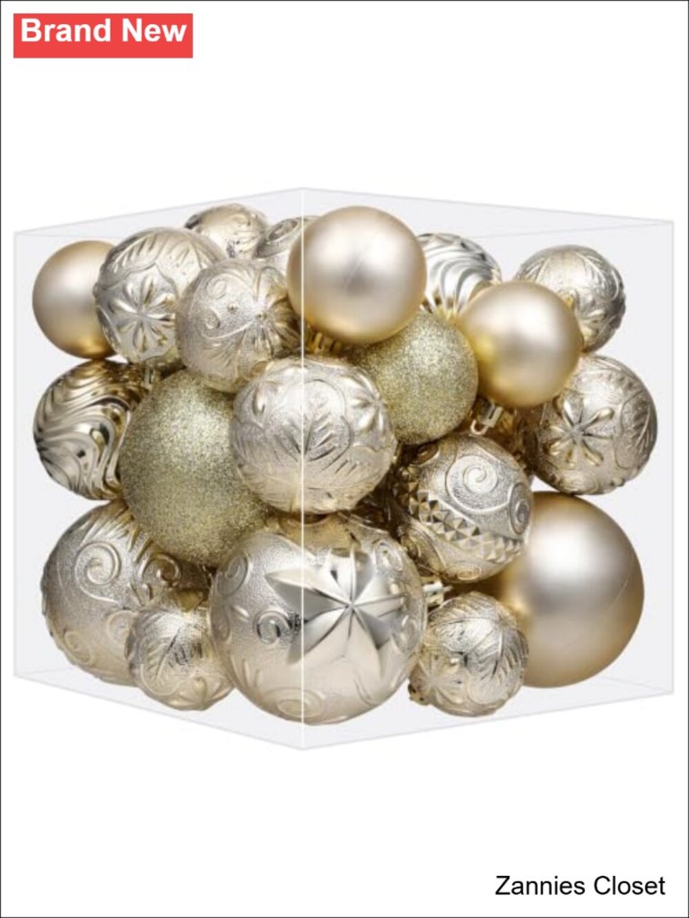 🎄 34pc Shatterproof Plastic Christmas Ball Ornaments Multi-Size Tree Decor Set